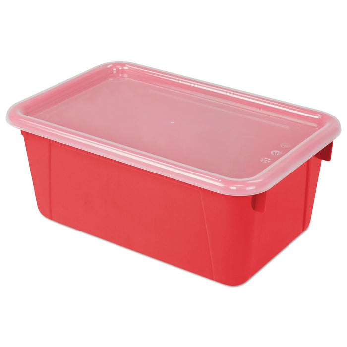 Storex Cubby Bins with Clear Lids, 12.25" x 7.75" x 5.13", Red, 6/Pack