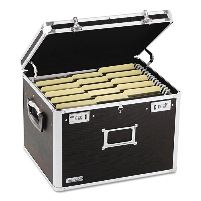 Vaultz Locking File Chest with Adjustable File Rails, Letter/Legal Files, 17.5" x 14" x 12.5", Black
