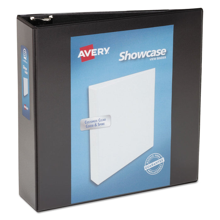 Avery Showcase Economy View Binder with Round Rings, 3 Rings, 3" Capacity, 11 x 8.5, Black