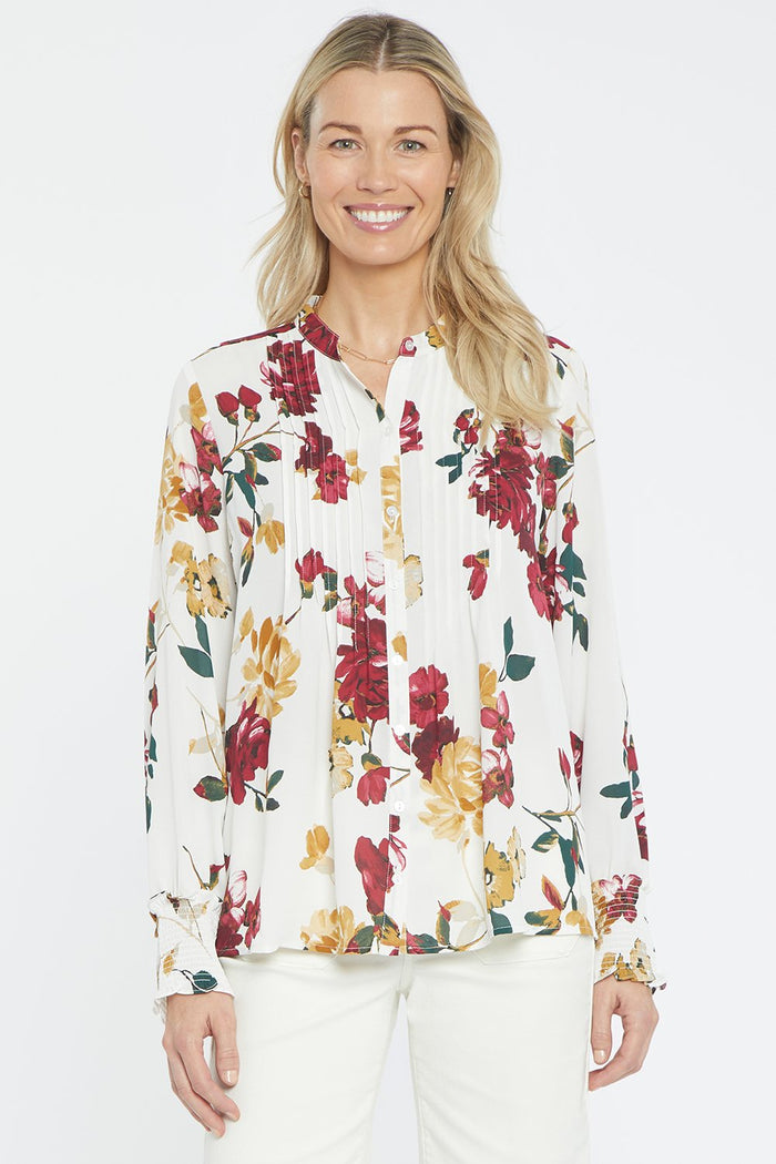 NYDJ Womens Pleated Peasant Blouse by Vanessa Jane