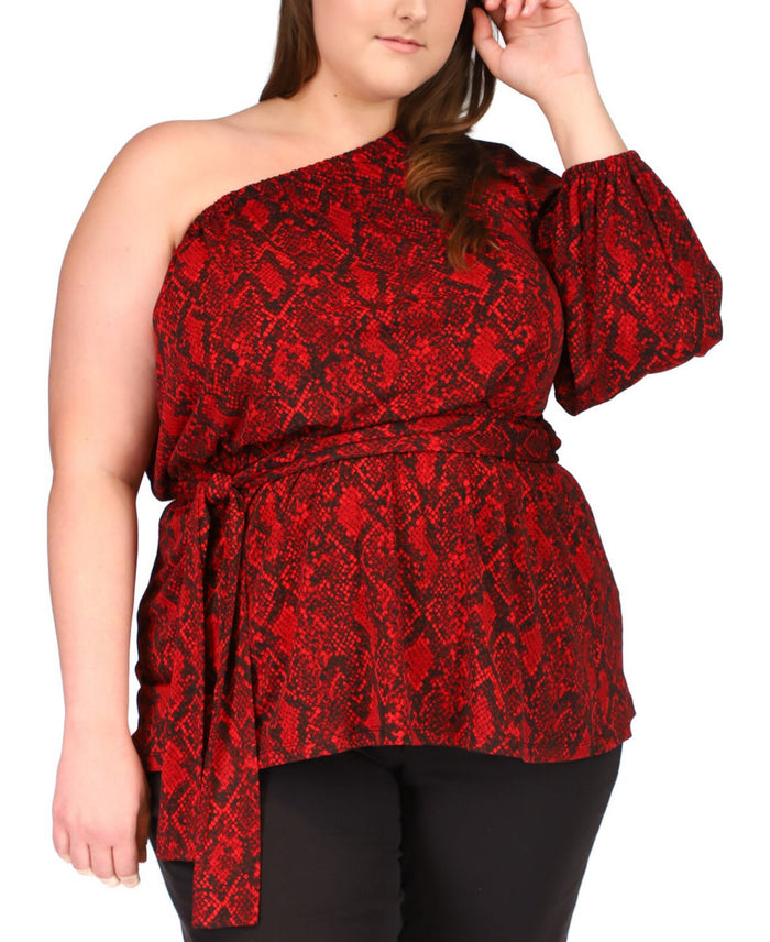 Michael Michael Kors Plus Size Python One Shoulder Tunic by Vanessa Jane