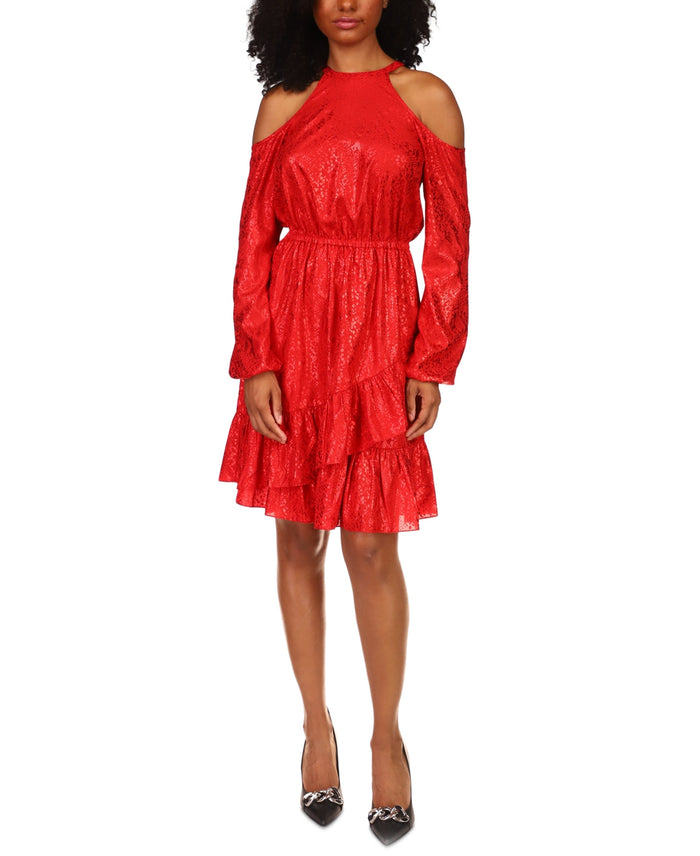 Michael Michael Kors Printed Cold-Shoulder Dress by Vanessa Jane