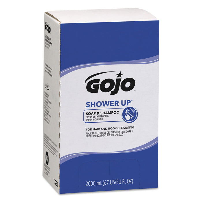 GOJO SHOWER UP Soap and Shampoo, Pleasant Scent, 2,000 mL Refill, 4/Carton