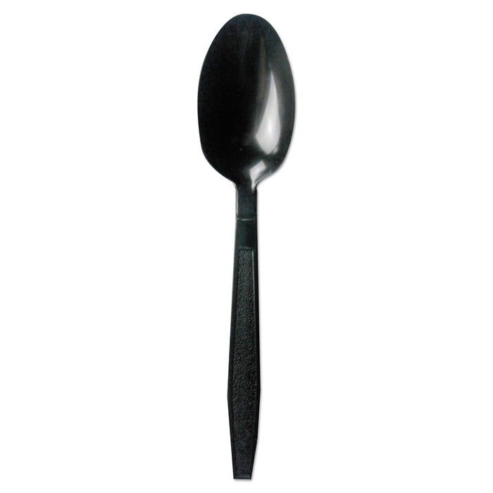 Boardwalk Heavyweight Polypropylene Cutlery, Teaspoon, Black, 1000/Carton