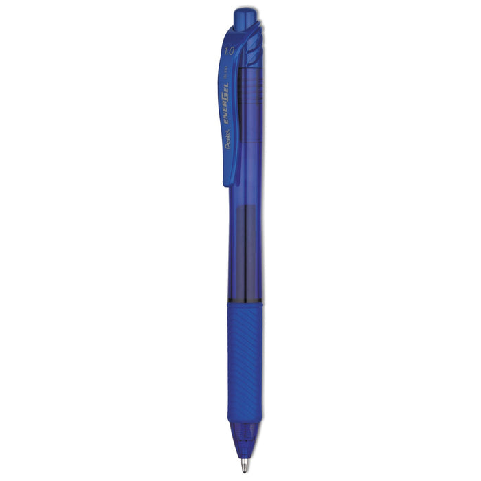Pentel EnerGel-X Gel Pen, Retractable, Bold 1 mm, Blue Ink, Translucent Blue Barrel, Dozen