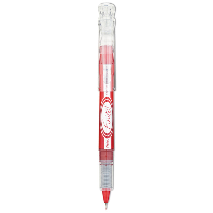 Pentel Finito! Porous Point Pen, Stick, Extra-Fine 0.4 mm, Red Ink, Red/Silver Barrel