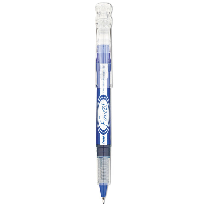 Pentel Finito! Porous Point Pen, Stick, Extra-Fine 0.4 mm, Blue Ink, Blue/Silver Barrel