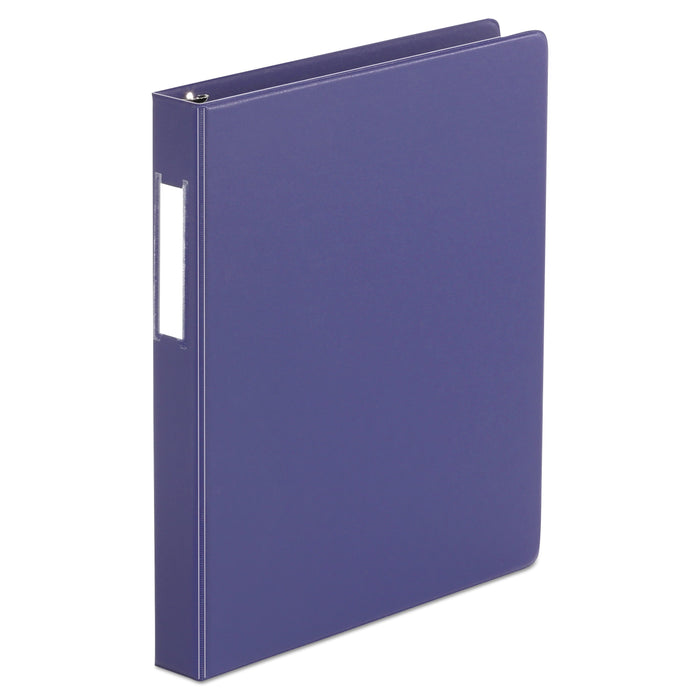 Universal Deluxe Non-View D-Ring Binder with Label Holder, 3 Rings, 1" Capacity, 11 x 8.5, Navy Blue