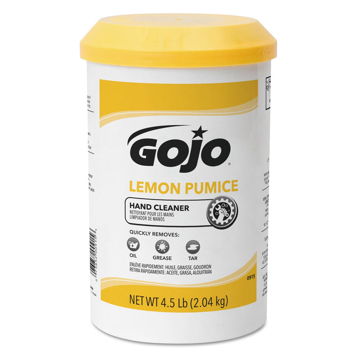 GOJO Lemon Pumice Hand Cleaner, Lemon Scent, 4.5 lb Tub, 6/Carton