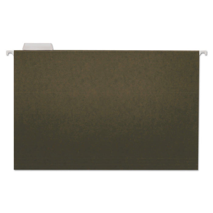 Universal Hanging File Folders, Legal Size, 1/5-Cut Tabs, Standard Green, 25/Box