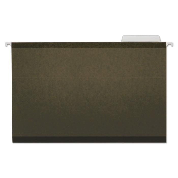 Universal Deluxe Reinforced Recycled Hanging File Folders, Legal Size, 1/3-Cut Tabs, Standard Green, 25/Box