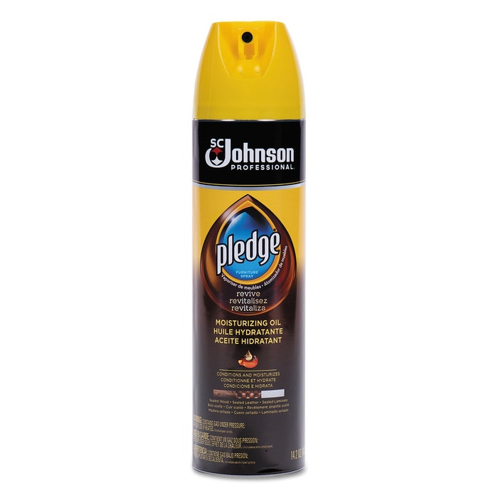 Pledge Furniture Polish, Revive Moisturizing Oil, 14.2 oz Can, 6/Carton