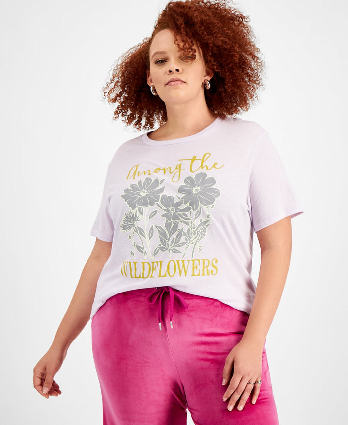 Love Tribe Trendy Plus Size Wildflowers Graphic T-Shirt by Vanessa Jane