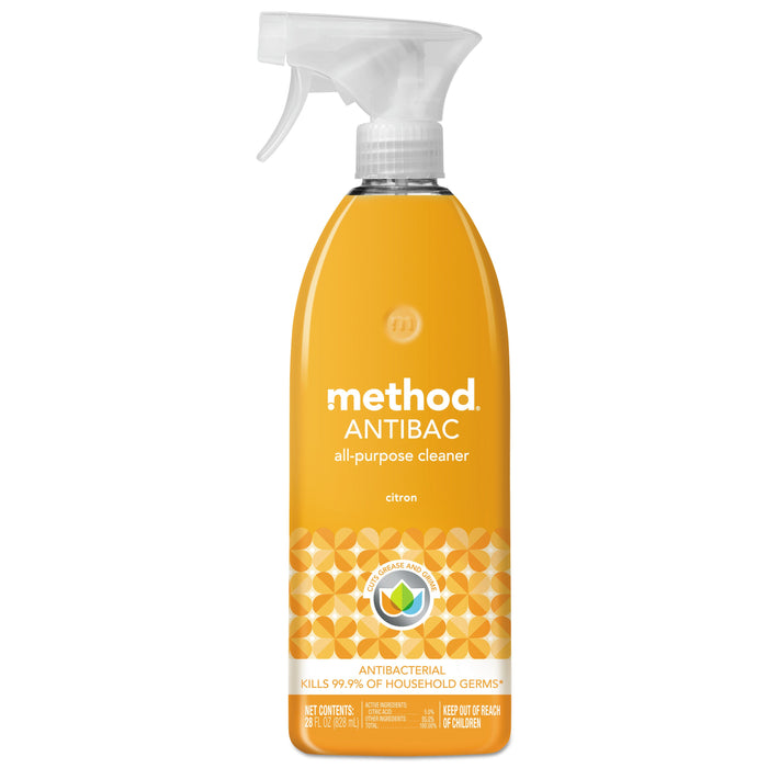 Method Antibacterial Spray, Citron Scent, 28 oz Plastic Bottle, 8/Carton