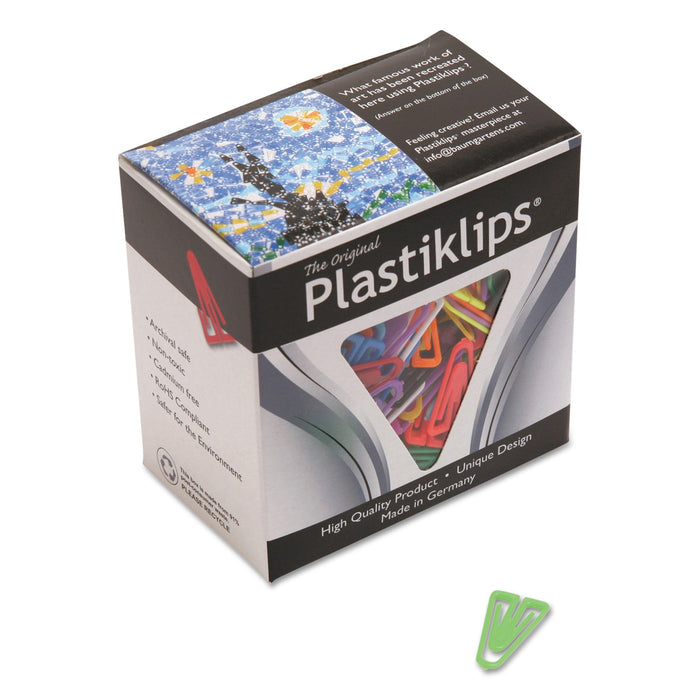 Baumgartens Plastiklips Paper Clips, Small, Smooth, Assorted Colors, 1,000/Box