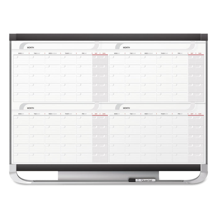 Quartet Prestige 2 Magnetic Total Erase 4-Month Calendar, 36 x 24, Graphite Color Frame