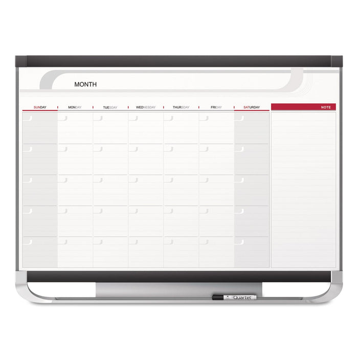 Quartet Prestige 2 Magnetic Total Erase Monthly Calendar, 36 x 24, Graphite Color Frame