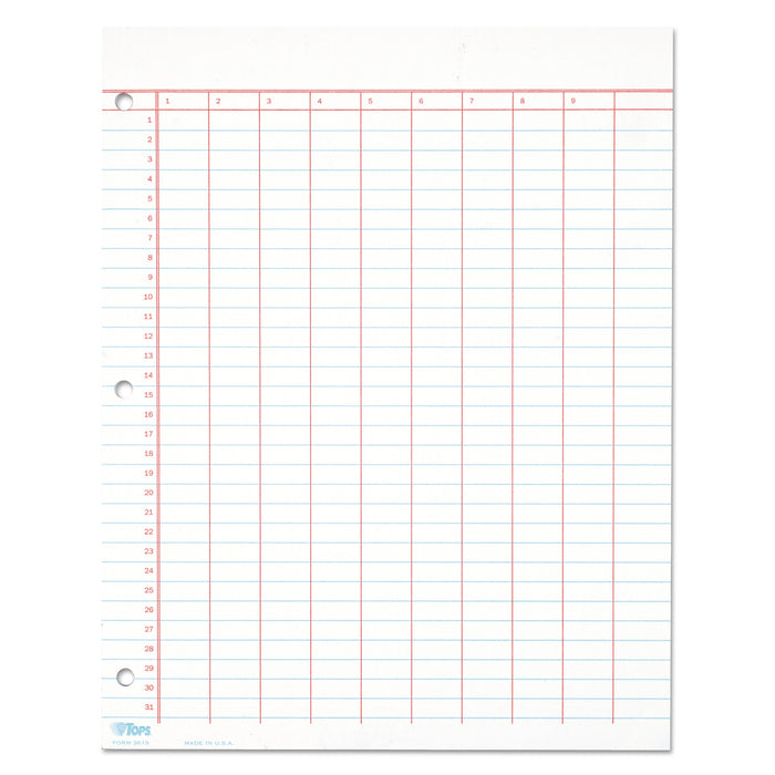 TOPS Data Pad with Numbered Column Headings, Data/Lab-Record Format, Wide/Legal Rule, 10 Columns, 8.5 x 11, White, 50 Sheets
