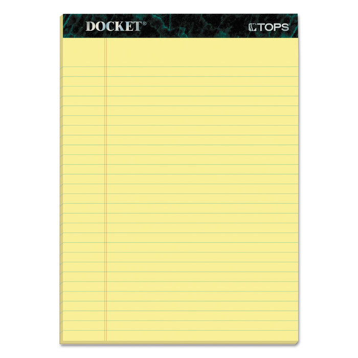 TOPS Docket Ruled Perforated Pads, Wide/Legal Rule, 50 Canary-Yellow 8.5 x 11.75 Sheets, 12/Pack