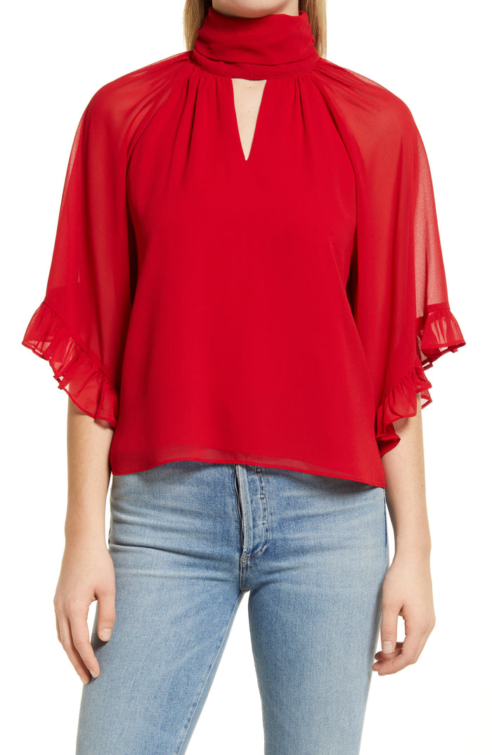 Vince Camuto Cutout Flutter-Sleeve Top, Size XS by Vanessa Jane