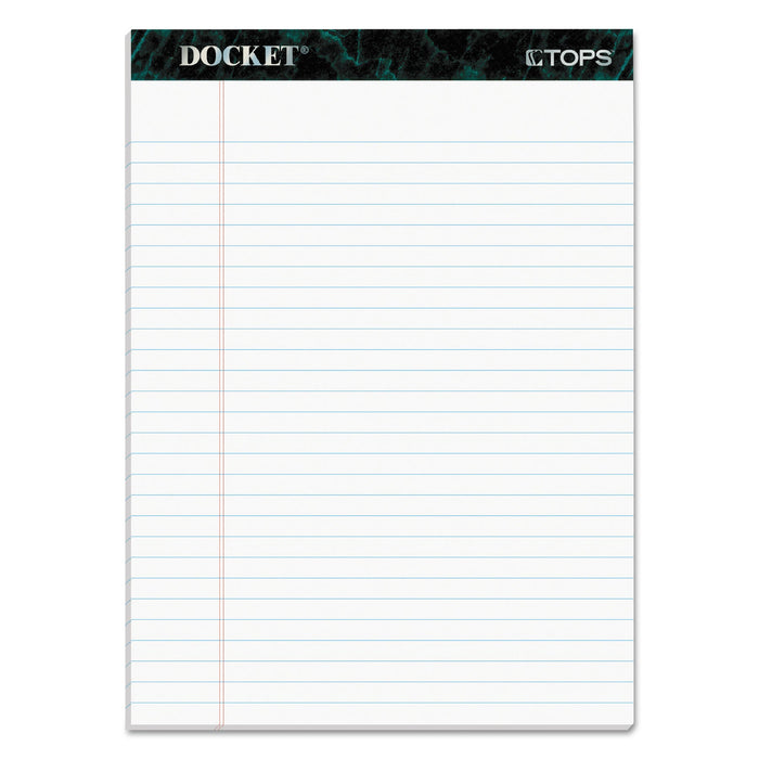 TOPS Docket Ruled Perforated Pads, Wide/Legal Rule, 50 White 8.5 x 11.75 Sheets, 6/Pack