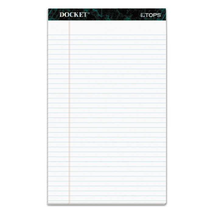 TOPS Docket Ruled Perforated Pads, Wide/Legal Rule, 50 White 8.5 x 14 Sheets, 12/Pack