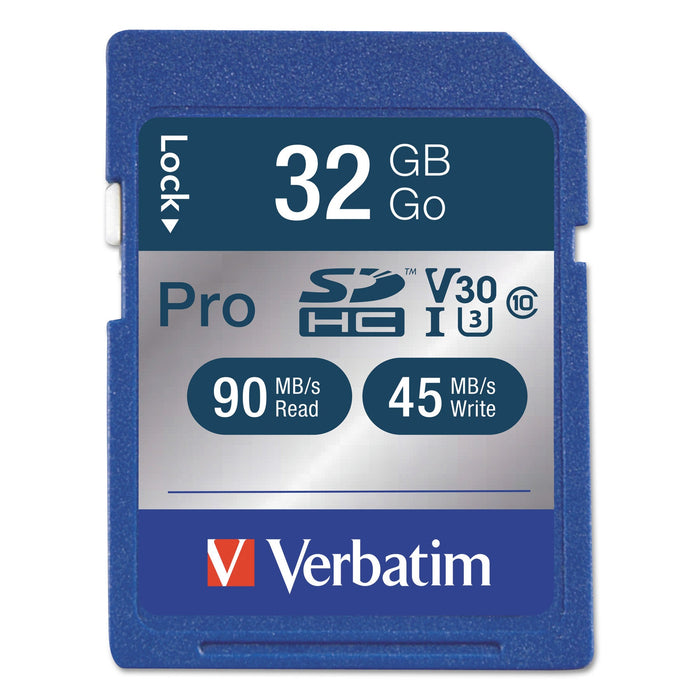 Verbatim 32GB Pro 600X SDHC Memory Card, UHS-I V30 U3 Class 10