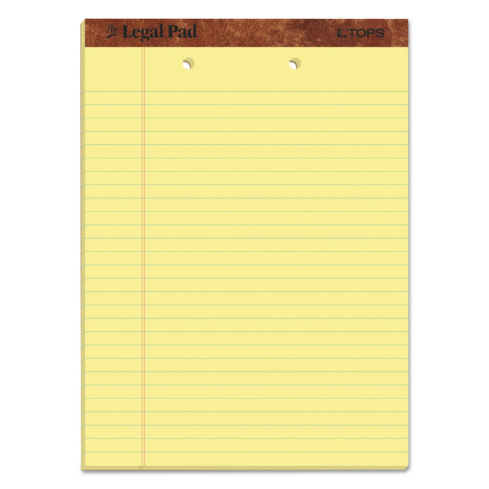 TOPS "The Legal Pad" Ruled Perforated Pads, Wide/Legal Rule, 50 Canary-Yellow 8.5 x 11.75 Sheets, Dozen