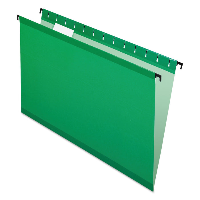 Pendaflex SureHook Hanging Folders, Legal Size, 1/5-Cut Tabs, Bright Green, 20/Box