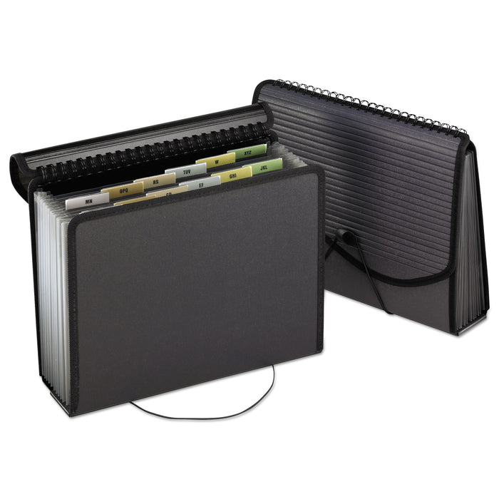 Pendaflex Spiral Poly Expanding File, 4" Expansion, 13 Sections, Cord/Hook Closure, 1/6-Cut Tabs, Letter Size, Smoke
