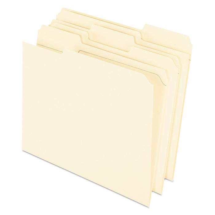 Pendaflex Reinforced Top File Folders, 1/3-Cut Tabs: Right Position, Letter Size, Manila, 100/Box