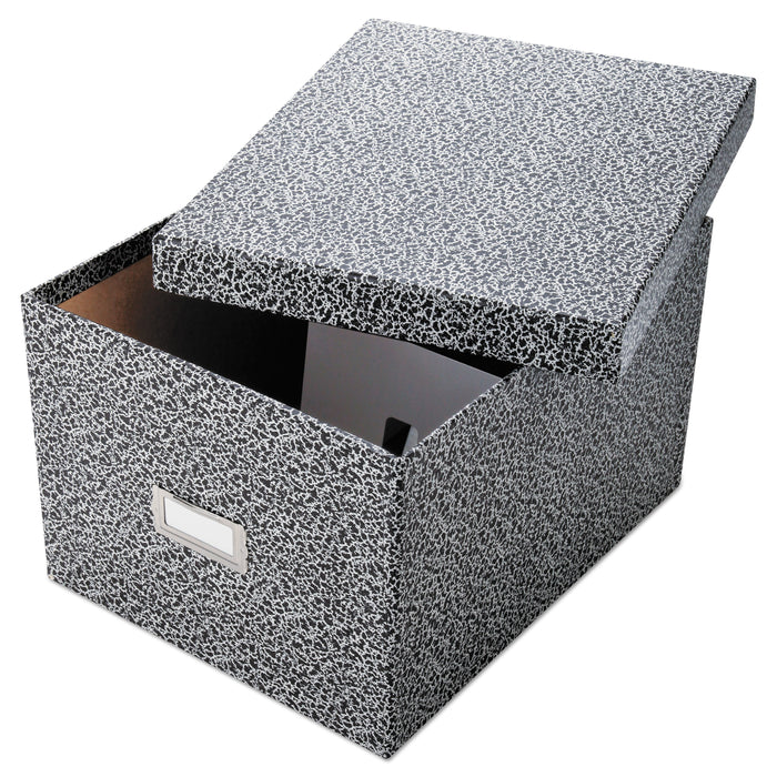 Oxford Reinforced Board Card File, Lift-Off Cover, Holds 1,200 6 x 9 Cards, 9 x 11 x 6.75, Black/White