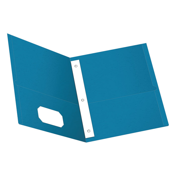 Oxford Twin-Pocket Folders with 3 Fasteners, 0.5" Capacity, 11 x 8.5, Light Blue, 25/Box