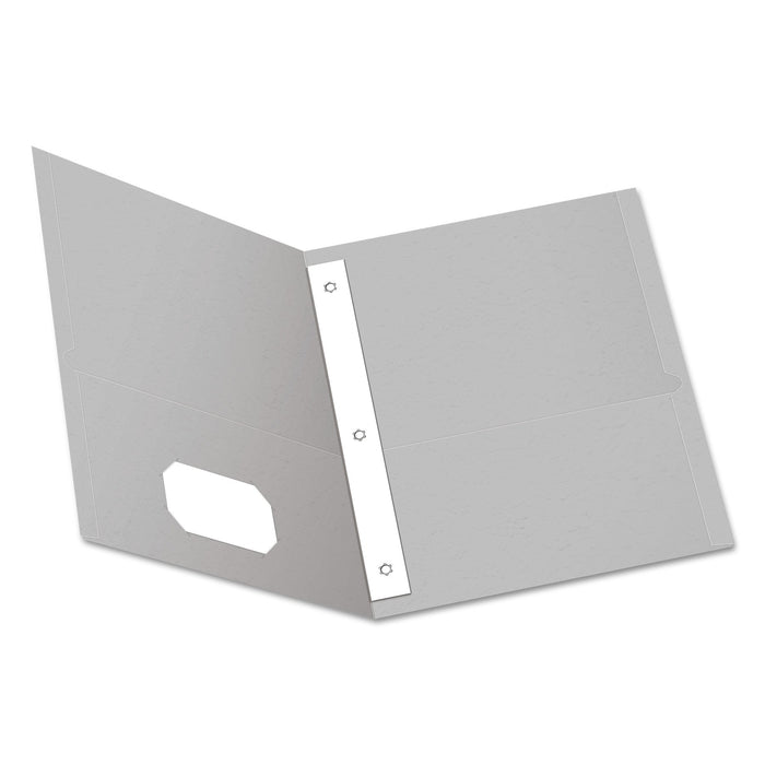 Oxford Twin-Pocket Folders with 3 Fasteners, 0.5" Capacity, 11 x 8.5, Gray, 25/Box