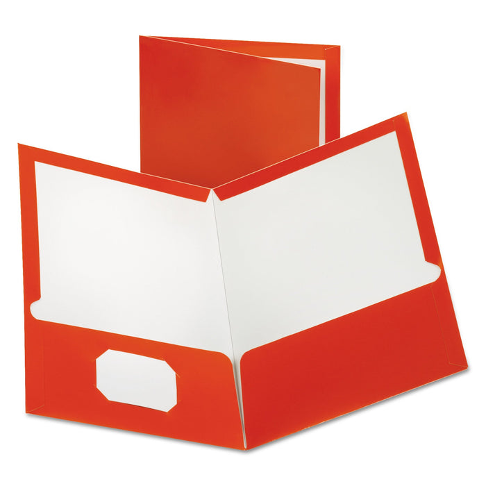 Oxford Two-Pocket Laminated Paper Folder, 100-Sheet Capacity, 11 x 8.5, Metallic Copper, 25/Box