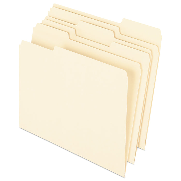 Pendaflex Earthwise by Pendaflex 100% Recycled Manila File Folder, 1/3-Cut Tabs: Assorted, Letter, 0.75" Expansion, Manila, 100/Box