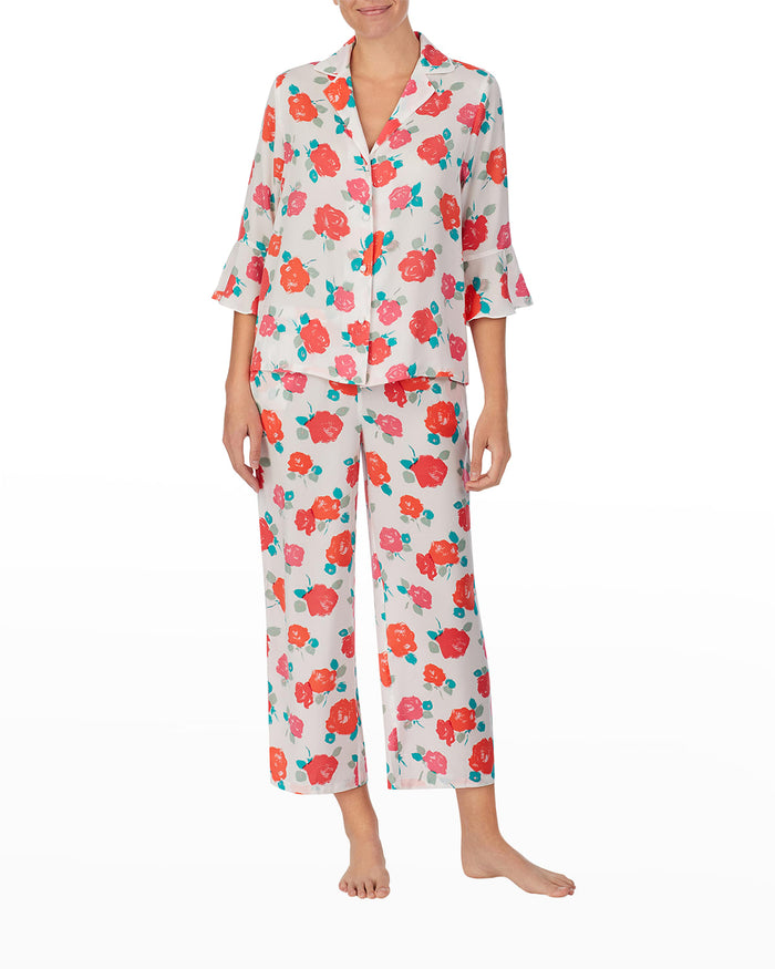 Kate Spade Rosy Crop Pajamas in Rose Bud, Size Medium by Vanessa Jane