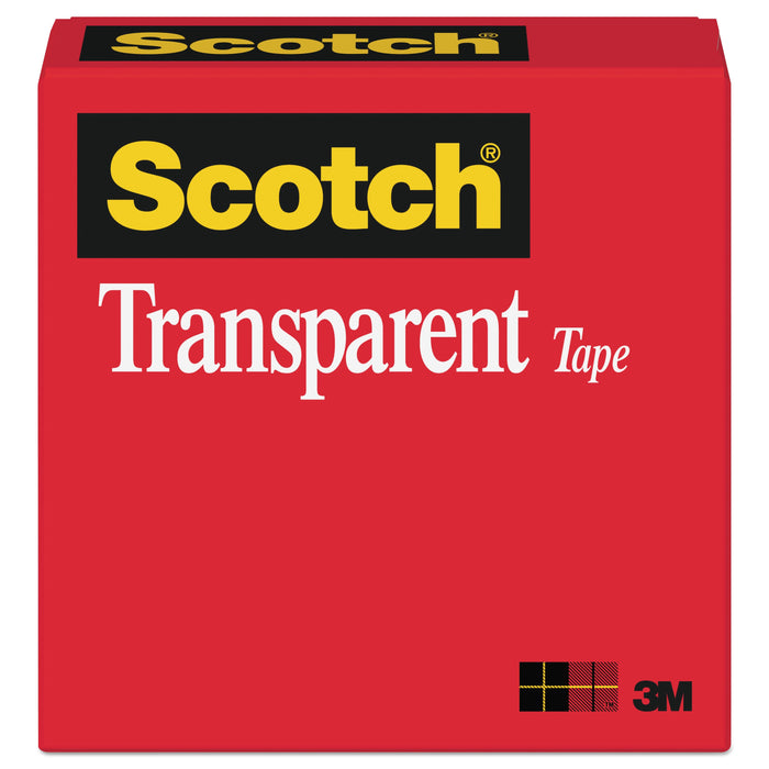 Scotch Transparent Tape, 1" Core, 0.5" x 36 yds, Transparent