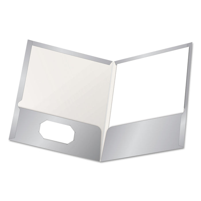 Oxford High Gloss Laminated Paperboard Folder, 100-Sheet Capacity, 11 x 8.5, Gray, 25/Box