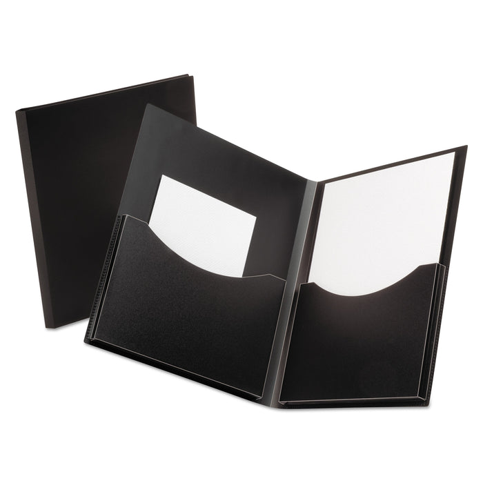 Oxford Poly Double Stuff Gusseted 2-Pocket Folder, 200-Sheet Capacity, 11 x 8.5, Black