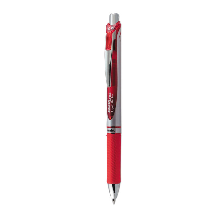 Pentel EnerGel RTX Gel Pen, Retractable, Medium 0.7 mm, Red Ink, Red/Gray Barrel