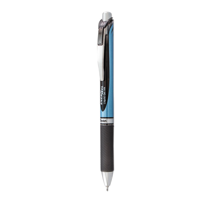 Pentel EnerGel RTX Gel Pen, Retractable, Medium 0.7 mm Needle Tip, Black Ink, Black/Gray Barrel