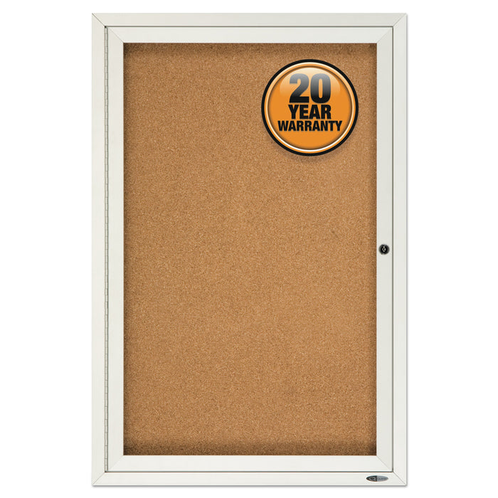 Quartet Enclosed Bulletin Board, Natural Cork/Fiberboard, 24 x 36, Silver Aluminum Frame
