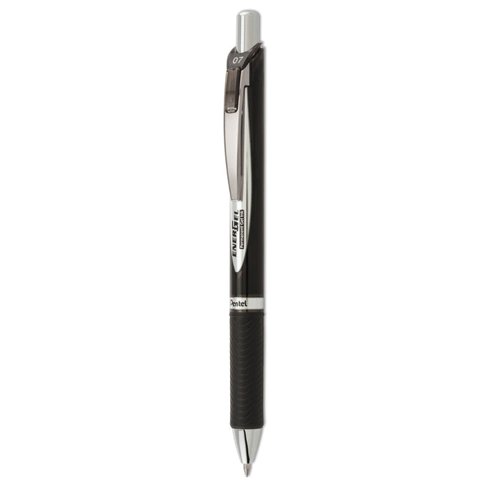Pentel EnerGel PRO Permanent Ink Gel Pen, Retractable, Medium 0.7 mm, Black Ink, Black Barrel