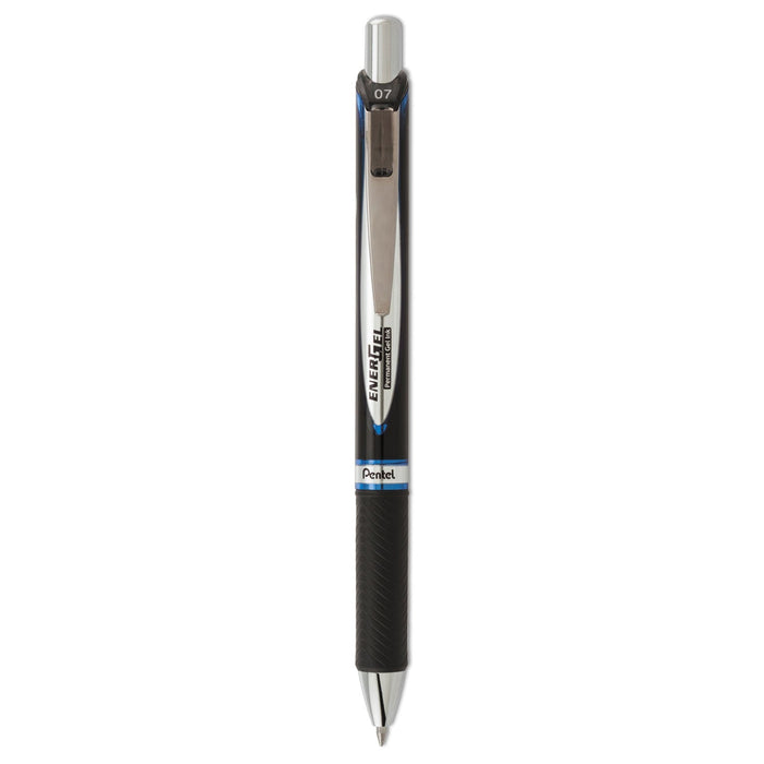 Pentel EnerGel PRO Permanent Ink Gel Pen, Retractable, Medium 0.7 mm, Blue Ink, Black Barrel