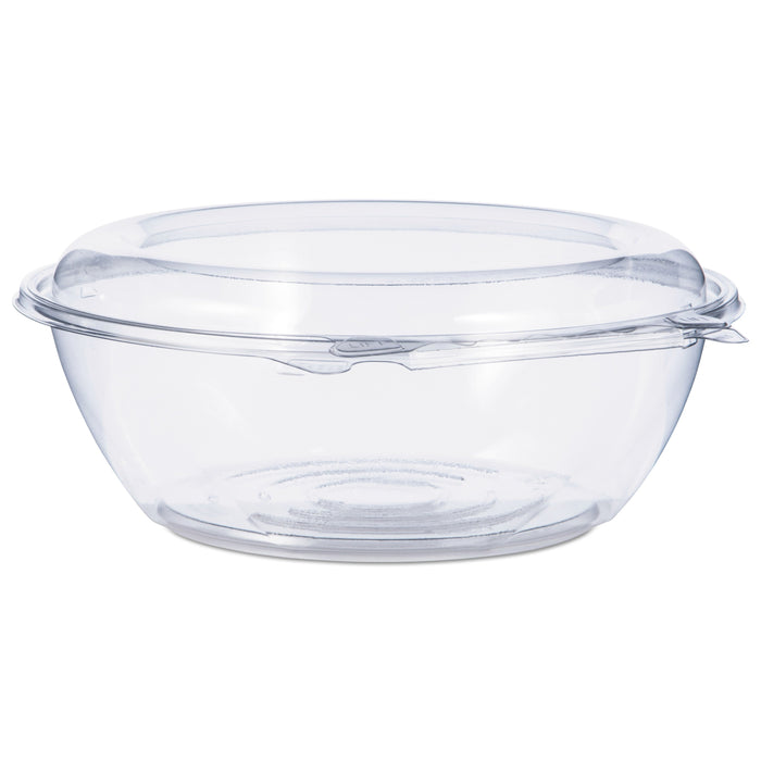 Dart Tamper-Resistant, Tamper-Evident Bowls with Dome Lid, 48 oz, 8.9" Diameter x 3.4"h, Clear, Plastic, 100/Carton