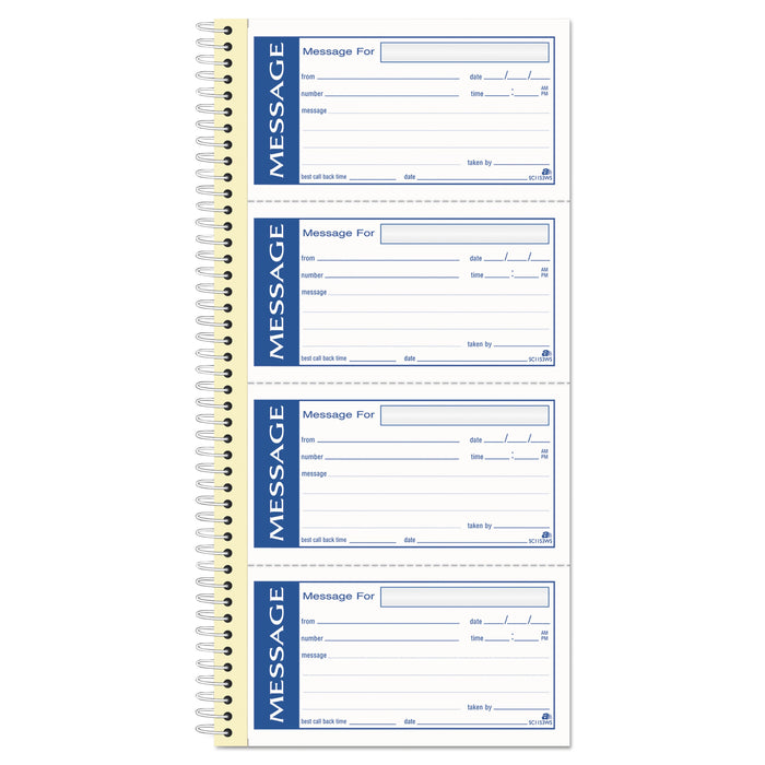 Adams Write 'n Stick Phone Message Pad, Two-Part Carbonless, 2.75 x 4.75, 4/Page, 200 Forms