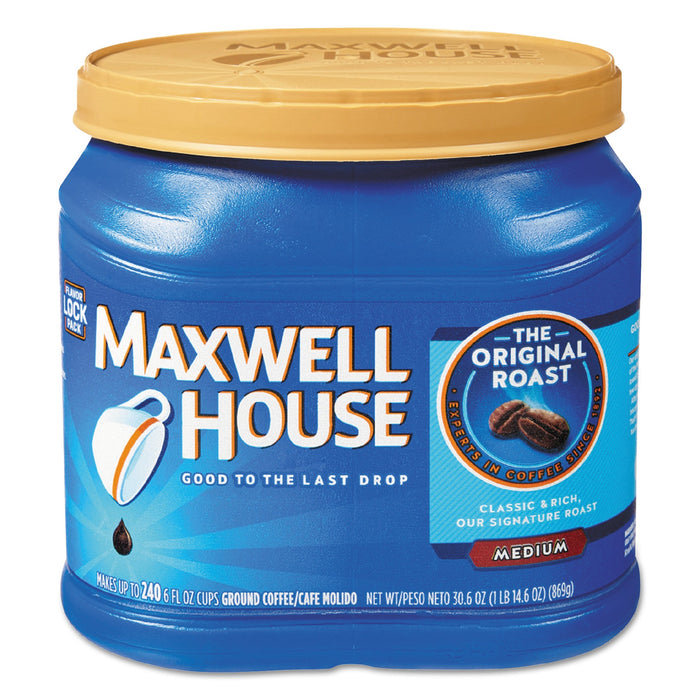 Maxwell House Coffee, Ground, Original Roast, 30.6 oz Canister, 6 Canisters/Carton