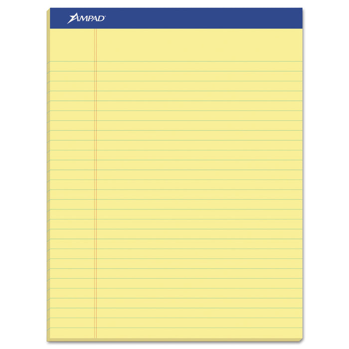 Ampad Recycled Writing Pads, Wide/Legal Rule, Politex Green Kelsu Headband, 50 Canary-Yellow 8.5 x 11.75 Sheets, Dozen