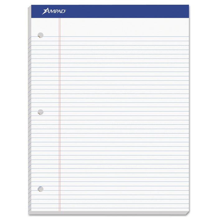 Ampad Double Sheet Pads, Wide/Legal Rule, 100 White 8.5 x 11.75 Sheets